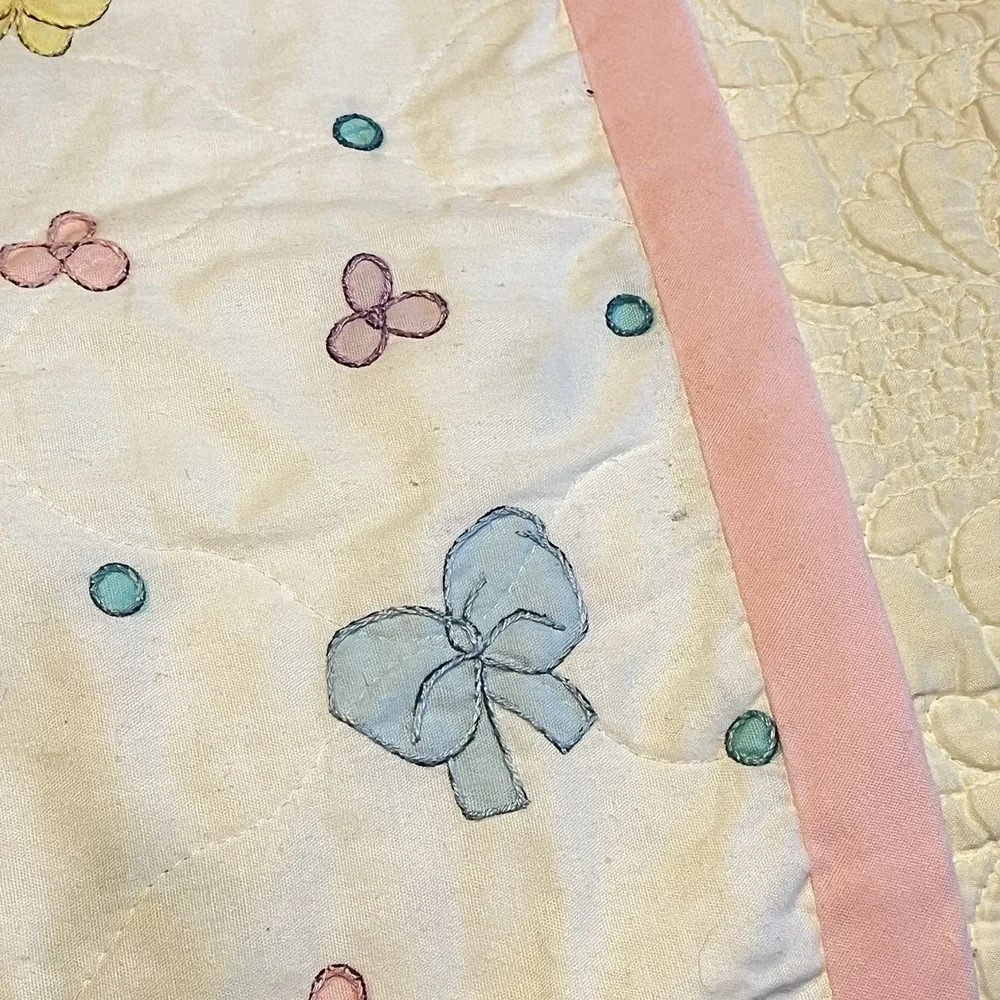 Vintage Precious Moments Crib Quilt 35x43 